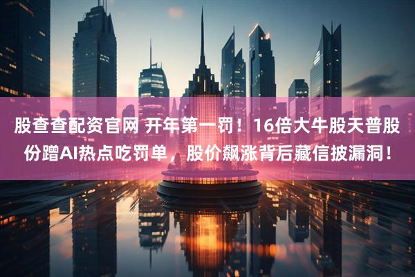 股查查配资官网 开年第一罚！16倍大牛股天普股份蹭AI热点吃罚单，股价飙涨背后藏信披漏洞！
